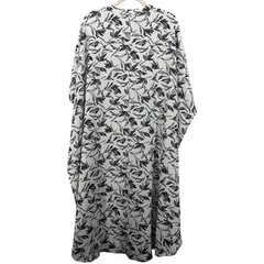 Doe & Rae Oversized Small Midi Caftan Dress White Black Floral Button Front
