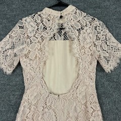 Alexis Dress Small Ardella Rose Blush Lace Midi Sheath Party Formal Ceremony