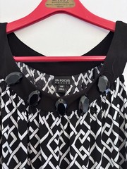 Enfocus Sleeveless 1.5 Inch Beaded Neck Black Beige Geometric 14P Dress 44×37