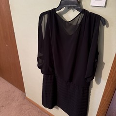 Black With Silver Sequins Design Lined One Piece Dress Size 16