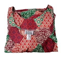 Anthony Richards VTG Boho Patchwork Red Green Mumu Patio Dress Women&rsquo;s Size 5X