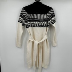 Ann Taylor Petite Black Cream Fair Isle Nordic Mock Neck Belted Sweater Dress MP
