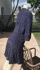 MARC by MARC JACOBS INK BLUE SILK MULTICOLOR LEAFS SHEATH CASUAL DRESS Sz 10 NWT