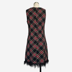 Jcrew Factory NWT Tartan plaid feather-trim mini dress pockets holiday preppy 4