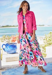 Woman Within Plus Size Petite Short-Sleeve Crinkle Dress