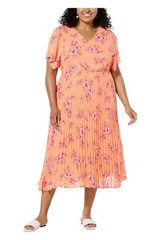 Antthony Women&rsquo;s Chiffon Pleated Midi Dress Coral
