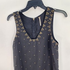 Free People Soho Studded Shift Mini Dress Women&rsquo;s 2 Black Gold Brass Studs