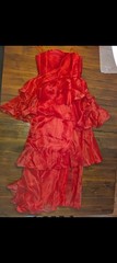 Wedtrend Women&rsquo;s Red Organza Tiered Ruffle Evening Dress Size 2 Never Worn