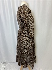 Joe Browns Leopard Print Tiered Dress 3/4 Sleeve Ruffle Women&rsquo;s UK12 C5513