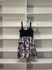 Hot Topic SM Crows Print V-Neck Fit & Flare Dress Black Purple White Goth Glam