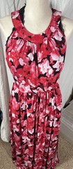 womens Calvin Klein Red multi dress size 12 Pink Red Black White Floral