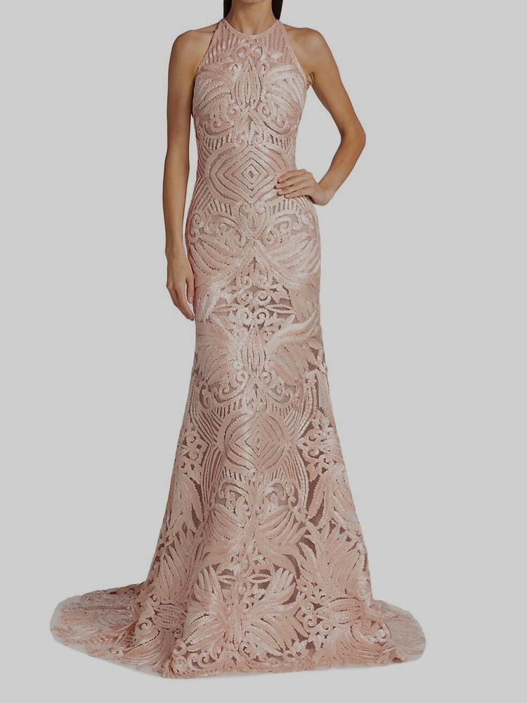 $8495 Naeem Khan Women&rsquo;s Pink Resort Ribbon-Embroidered Gown Size 12