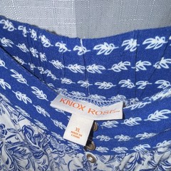 Knox Rose Women’s XL Short Sleeveless Square Neck Sundress Floral Blue White