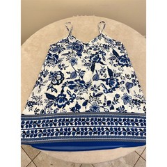 SHEIN Curve Dress Womens 2XL Blue White Floral Cami Slip Short Beach NEW!