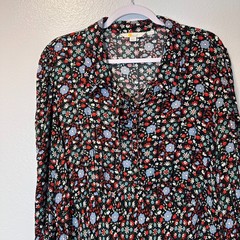 Boden Size-US 20/22R Women&rsquo;s Dress Floral Black Long Sleeve Tie Neck