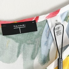 NWT Tahari Brushstroke Canvas Print Cami Midi Dress White Yellow Green XL