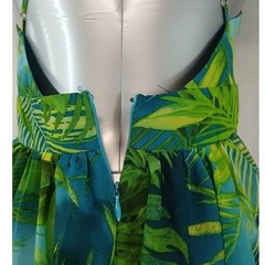 Akira Tropical Palm Leaf Deep V-Neck Maxi Dress Strappy Resortwear Garden Party