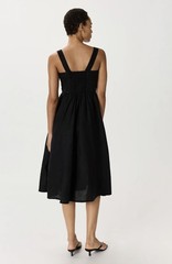 Quince 100% European Linen Fit & Flare Midi Dress Black M NWT
