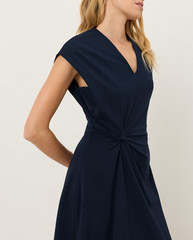 NEW PACT Organic Fit & Flare V-Neck Twist Dress – Navy
