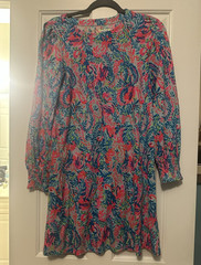 Lilly Pulitzer XS Fit & Flare Floral cotton Dress Pink/Blue/Green Ruffle