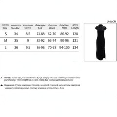 Damen Chinesisch Cheongsam Qipao Langes Kleid Mandarinkragen Samt Gothic Schwarz