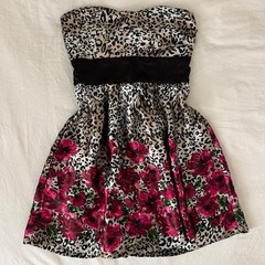 2000s Speechless strapless babydoll leopard print dress