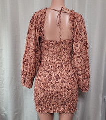 Free People Smock It To Me Mini Dress Women&rsquo;s Size Small Apricot Combo NWT