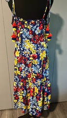 LULUS BLUE FLORAL PRINT TIE-STRAP MIDI DRESS – Vacay Sera Sera – NEW – XL