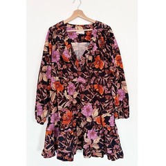 Anthropologie || Pilcro Tiered Corduroy Dress Ruffle Floral Cord Mini Fall XL