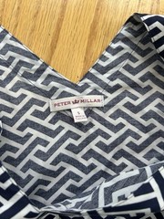 Peter Millar Blue White Geometric Drawstring Beach Dress Cover Up Size Small