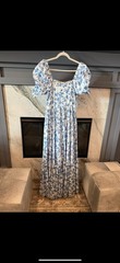 Ivy City Co Blue and White Floral Maxi Dress Size Medium