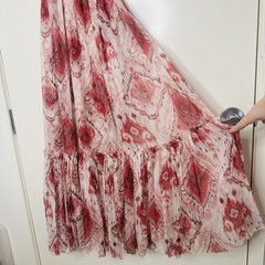 Zimmermann Wavelength Frill Midi Dress Size 0/AU 8/US 4 Silk Raspberry Ikat Belt