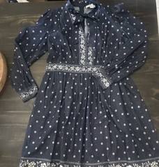 kate spade new york Women’s Denim Floral Fit & Flare Tie Neck Dress Blue 12