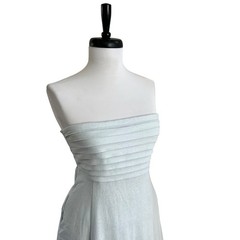 Caroline Constas Linen Blend Strapless Maxi Dress M Blue Costal Resort NWT