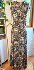 Anthropologie Maeve Stretch Dress, Black & White Floral Pattern Size XL