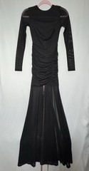 Lulus Black V-Neck Long Sleeve Sheer Mesh Ruched Long Maxi Dress Size S