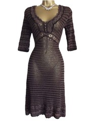 Karen Millen ❤️ Maroon Crochet Knitted dress size 1 UK 6 8- 10 Boho Party dress.