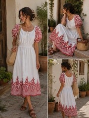 NWT Kindred Women’s 100% Cotton Embroidered Floral Dress Size M