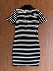 Veronica Beard Bailey Black White Striped Ribbed Polo Dress Size S