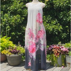 Airy Floral Print Flowy Bohemian Romantic Summer Maxi Dress Whimsy Fairy – XL