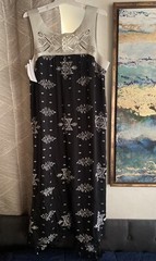 Twelfth Street Cynthia Vincent Leather Yoke Silk Sheer Dress Dress Size Medium