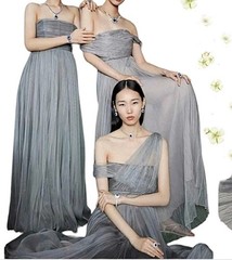 Jenny Yoo Collection Serafina Gray Bridesmaid Convertible Dress Size 4 New