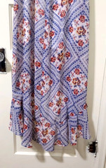 Maurices sz SMALL LONG BOHO Peasant Dress Blue Red Yellow Beige Hi Low Hem EUC