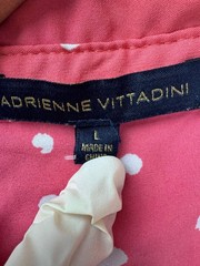 Adrienne Vittadini Womens Pink Polka Dot Belted Dress Size L
