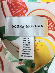 Donna Morgan Womens Dress 4 Citrus Fruit Novelty Puff Sleeve Belt Cotton Novelty