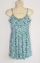 Aeropostale Women Sz M Green Cream Strap Mini Dress Daisy Floral Seriously Soft