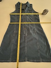 Denim Shirt Dress M Blue Sleeveless Button Front Chest Pockets Casual Western