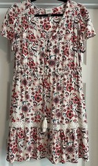 Knox Rose Floral Button-Front Mini Dress with Tassels, Size S