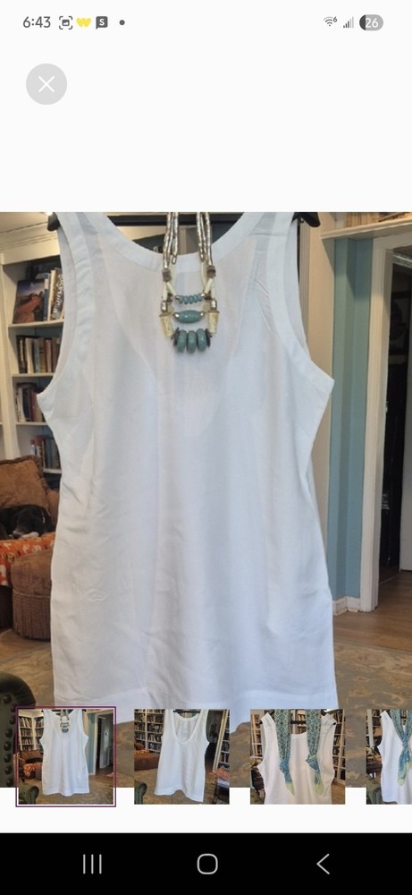 VIUTIL Elegant old money white sleeveless XL linen mini dress scoop back summer