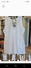 VIUTIL Elegant old money white sleeveless XL linen mini dress scoop back summer